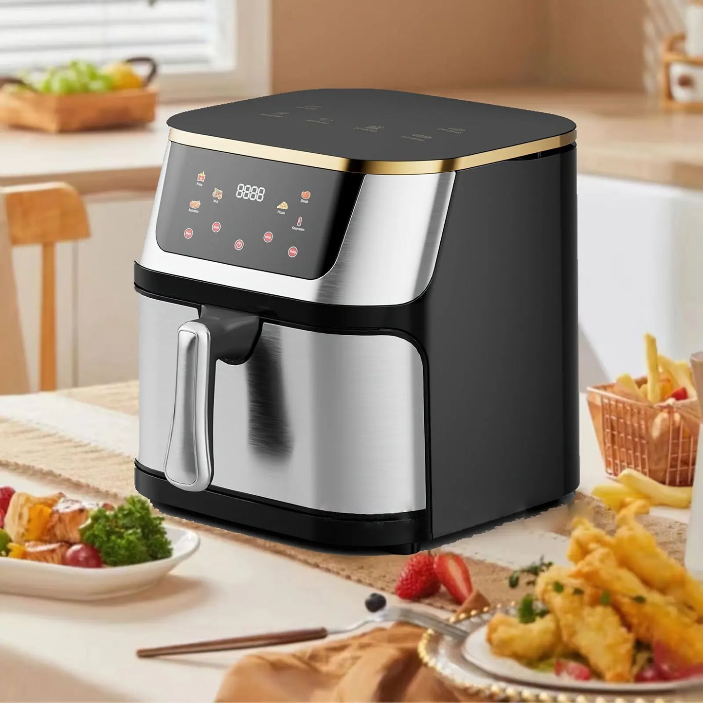 12L air fryer with intelligent smoking program 2800W large multifunctional capacity stainless steel