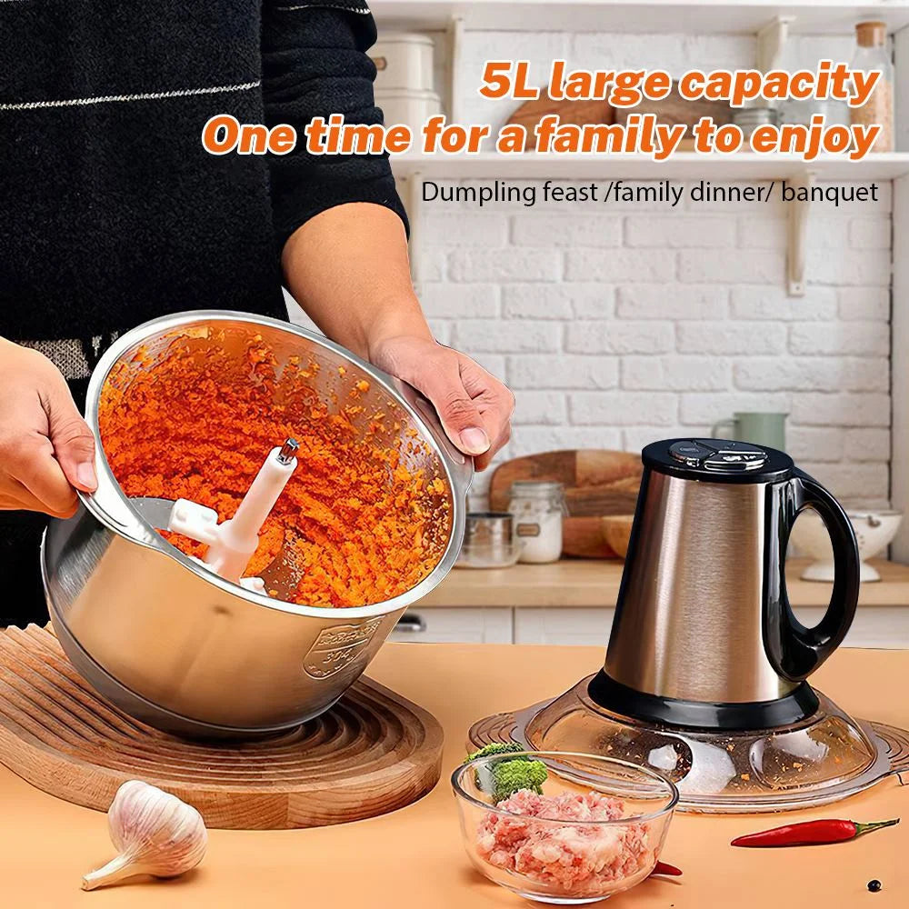 5L Electric Meat Grinder Stainless Steel Food Processor Chopper guitar ketable and Fruit Chopper House Grinder
