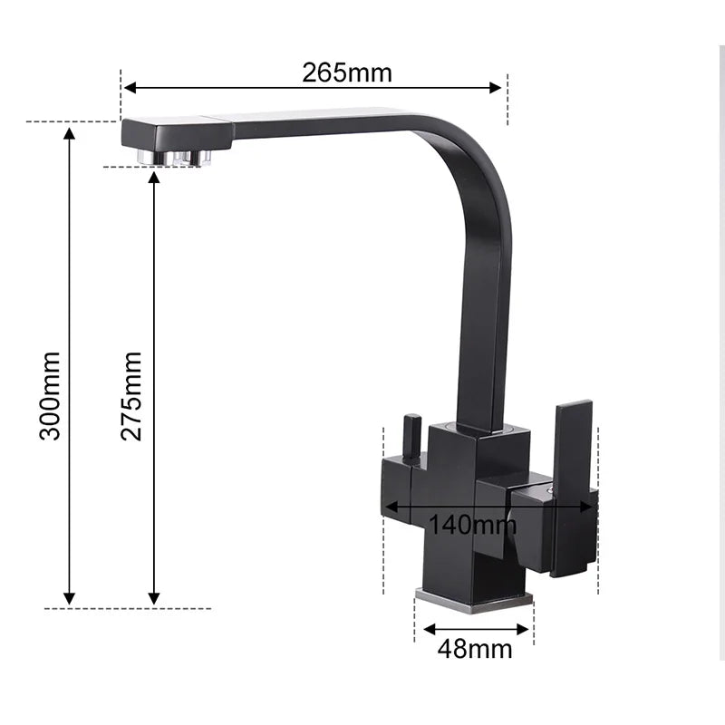 ROVATE Black Filtered Kitchen Faucet 3 Way Drinking Kitchen Water Filter Tap Cold and Hot Sink faucet