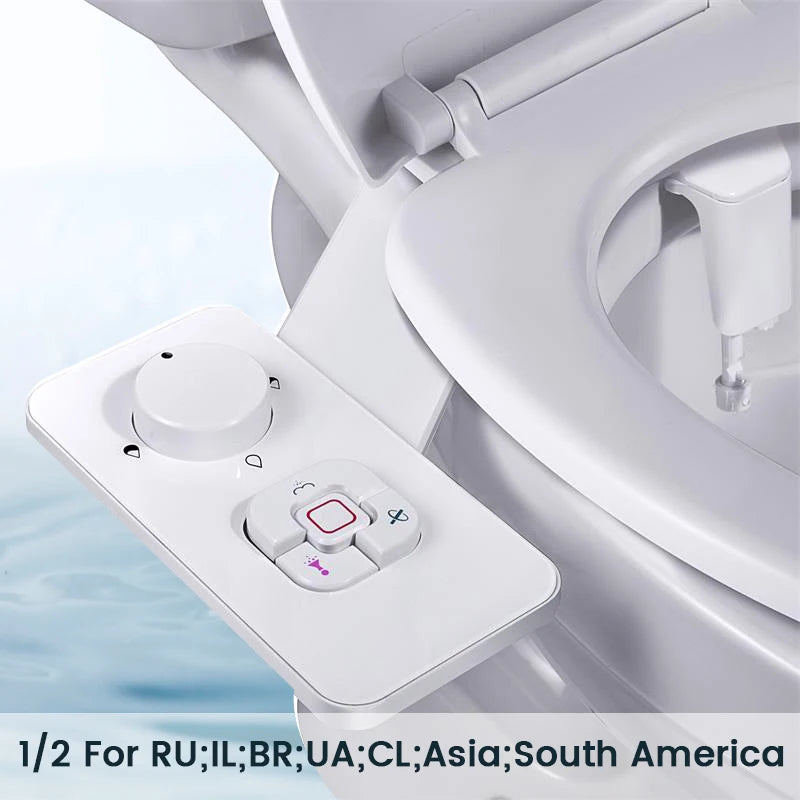 Samodra Toilet Bidet Shower Ultra-thin Bidet Toilet Seat Attachment Non-electric Bidet sprayer Dual Nozzles Frontal & Rear Wash