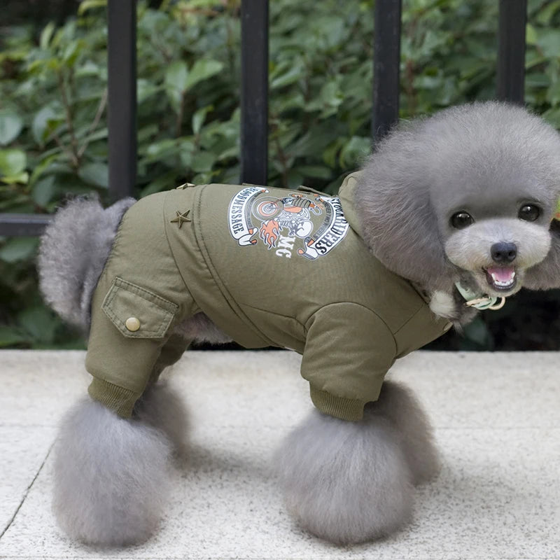 Dog Clothes Winter Warm Puppy Pet Coat Fashion Printed Jackets For Small Dogs Hooded Chihuahua Yorkshire Jumpsuits Dog Clothing
