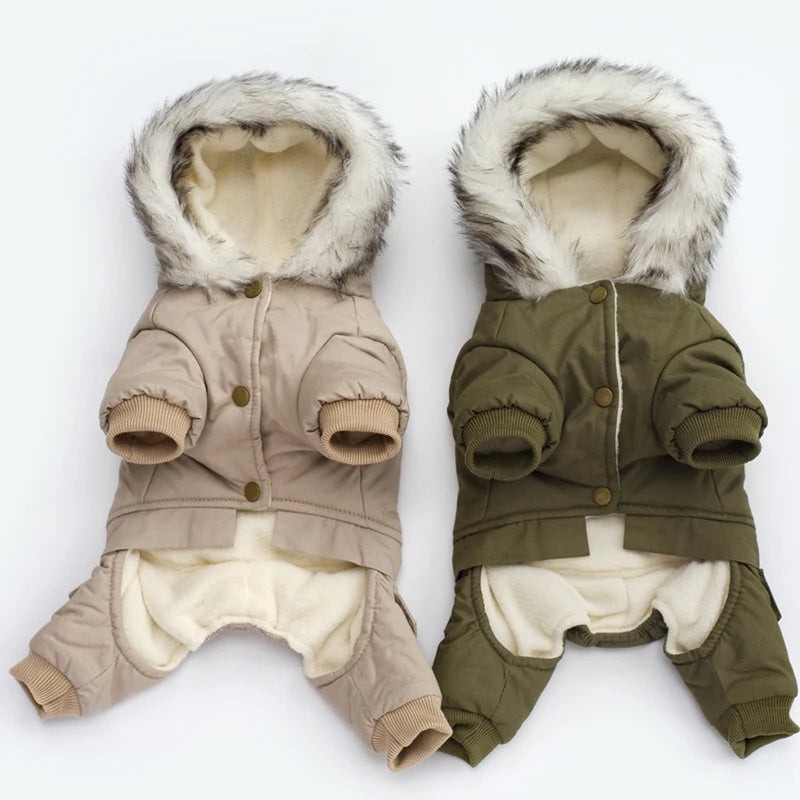Dog Clothes Winter Warm Puppy Pet Coat Fashion Printed Jackets For Small Dogs Hooded Chihuahua Yorkshire Jumpsuits Dog Clothing