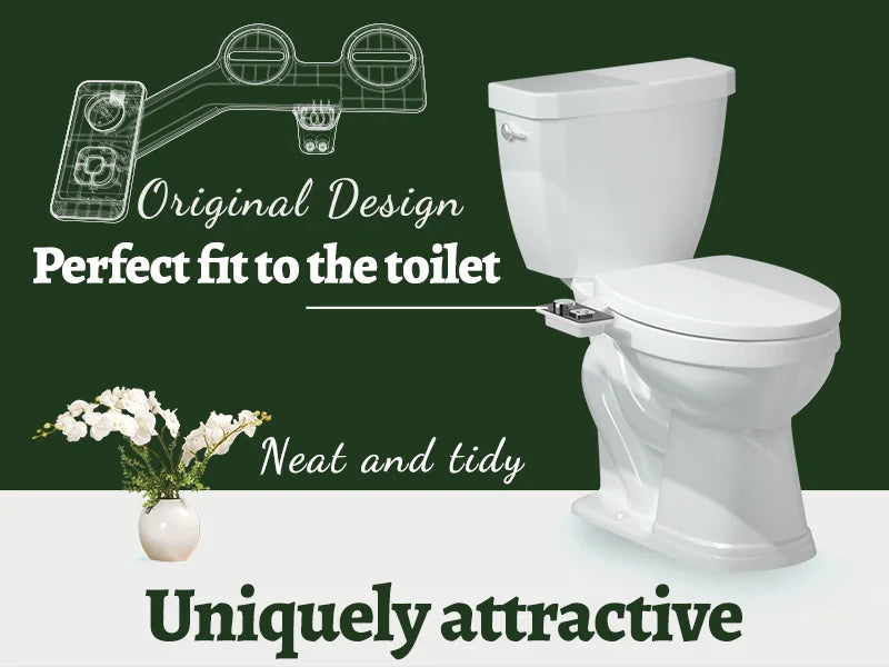 Samodra Toilet Bidet Shower Ultra-thin Bidet Toilet Seat Attachment Non-electric Bidet sprayer Dual Nozzles Frontal & Rear Wash