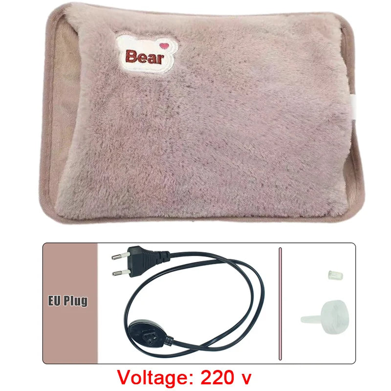 Electric Hot Water Bag Soft Winter Hand Warmer Reusable Hot Water Bottle EU Plug Rechargeable Warm Hand Pocket