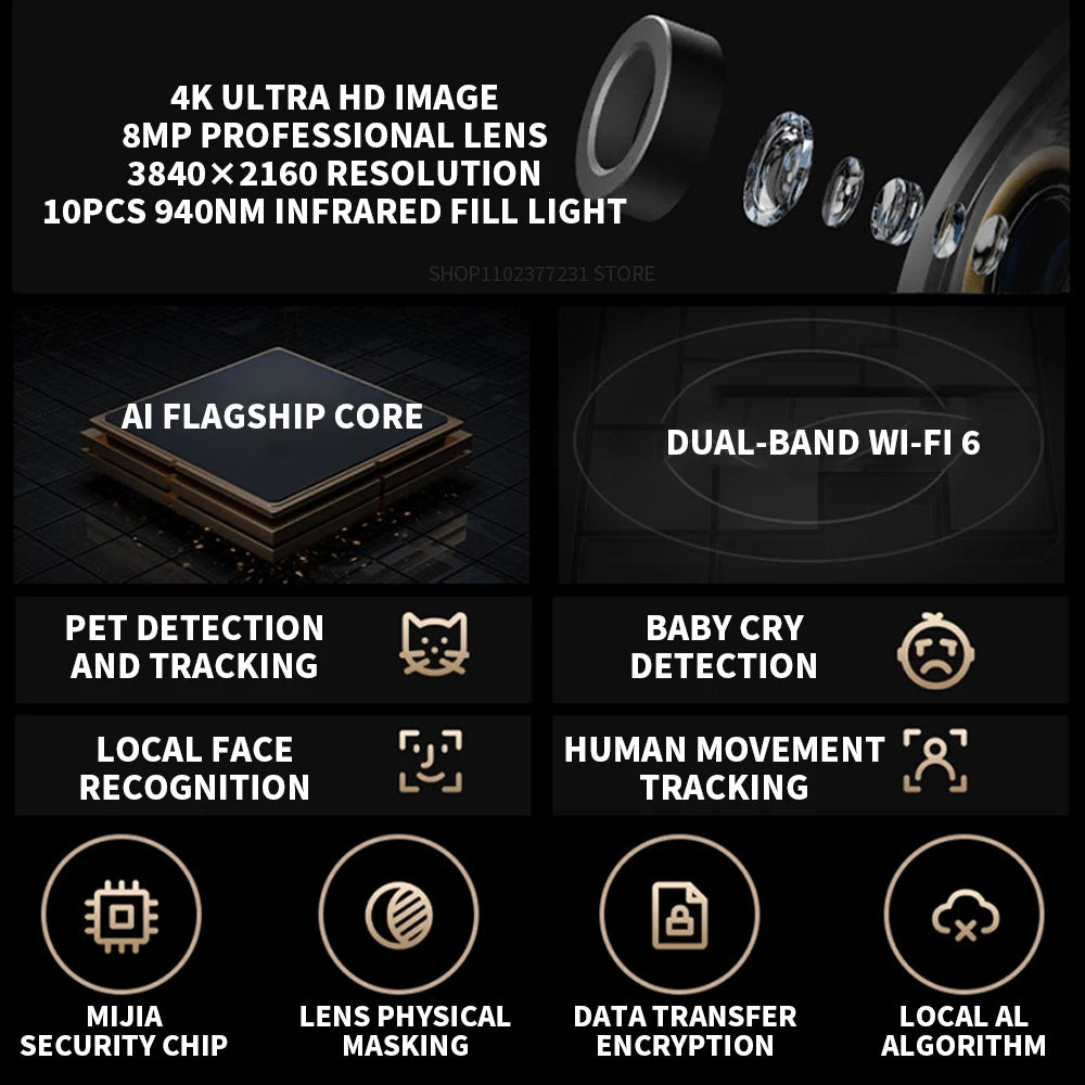 Xiaomi Smart Camera C700 4K 8 Megapixels 360° Panorama Dual-band Wi-Fi 6 AI Human Detection Pet Detection Home Security CN