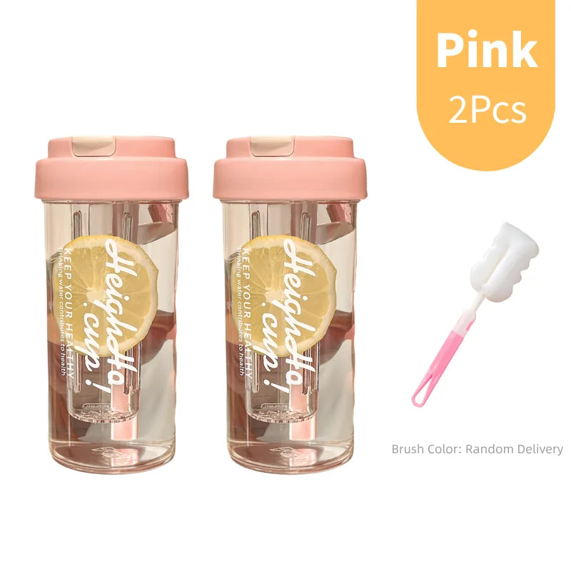 600ml Large Capacity Sports Water Bottle Transparent Plastic Straw Cup with Hand Rope Outdoor Travel Cycling Hiking Gym Jugs