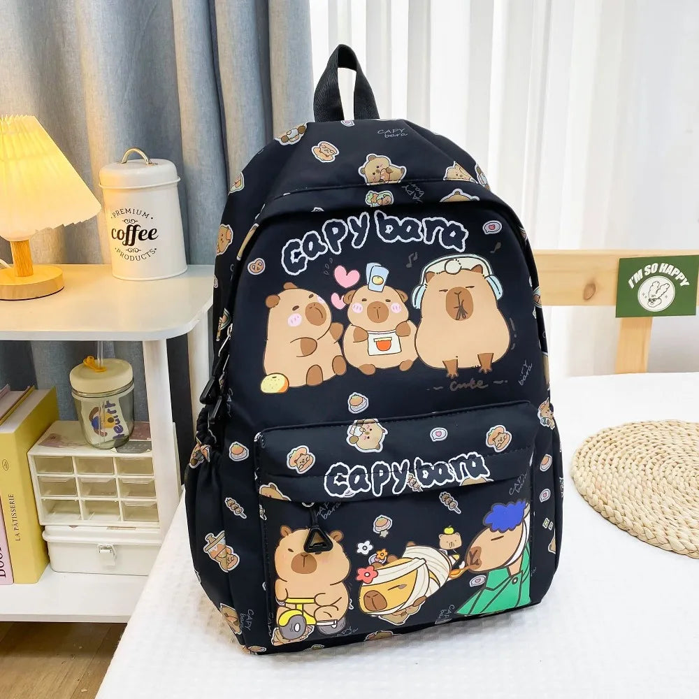 Cute Large Capacity Capybara Backpack Breathable Cartoon Student Schoolbag Nylon Ultra-light Book Bag
