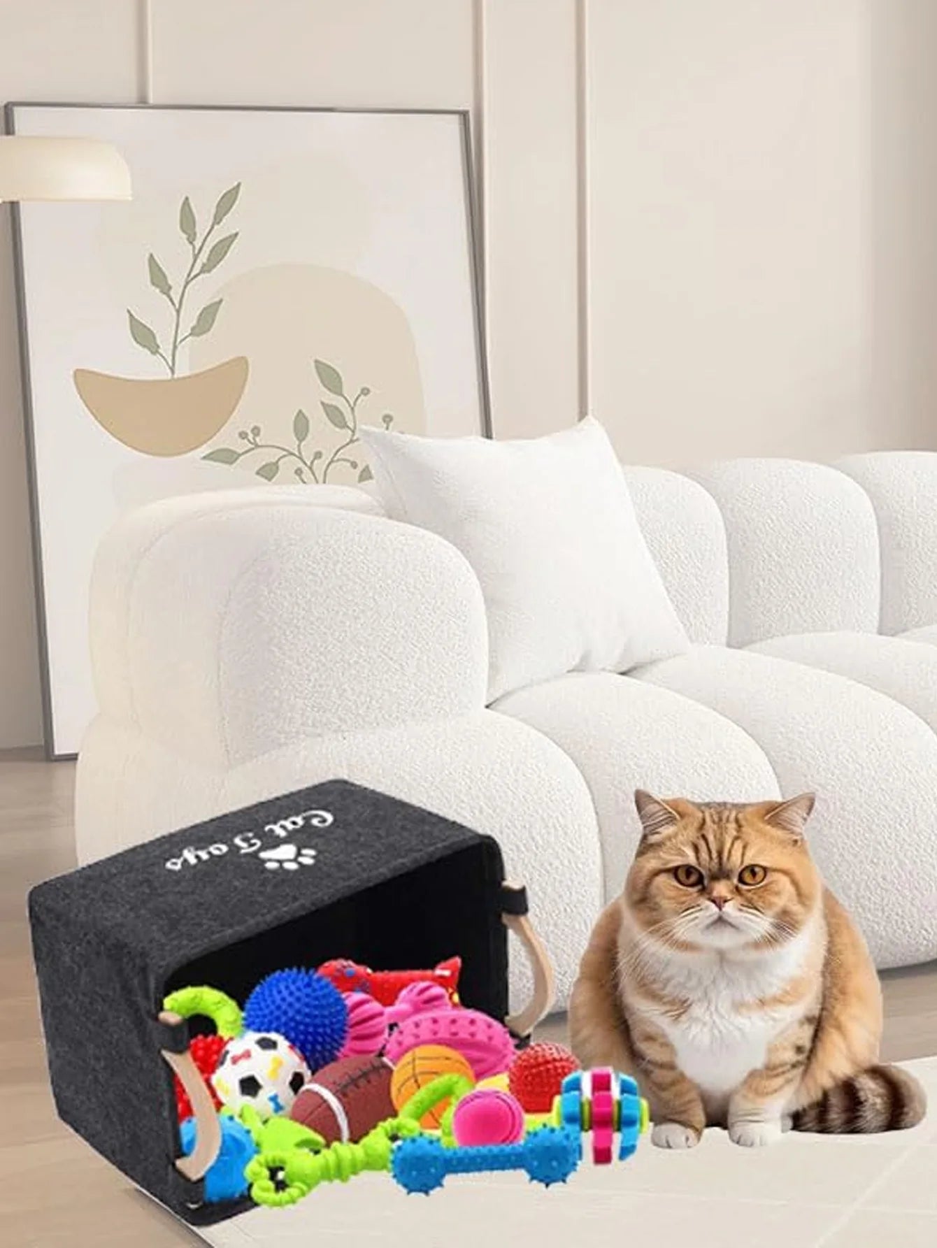 Felt Pet Toy Box Cat and Dog Toy Storage Box Pet Box Toy Storage Box, Suitable for Organizing Pet Supplies Collar Accessories