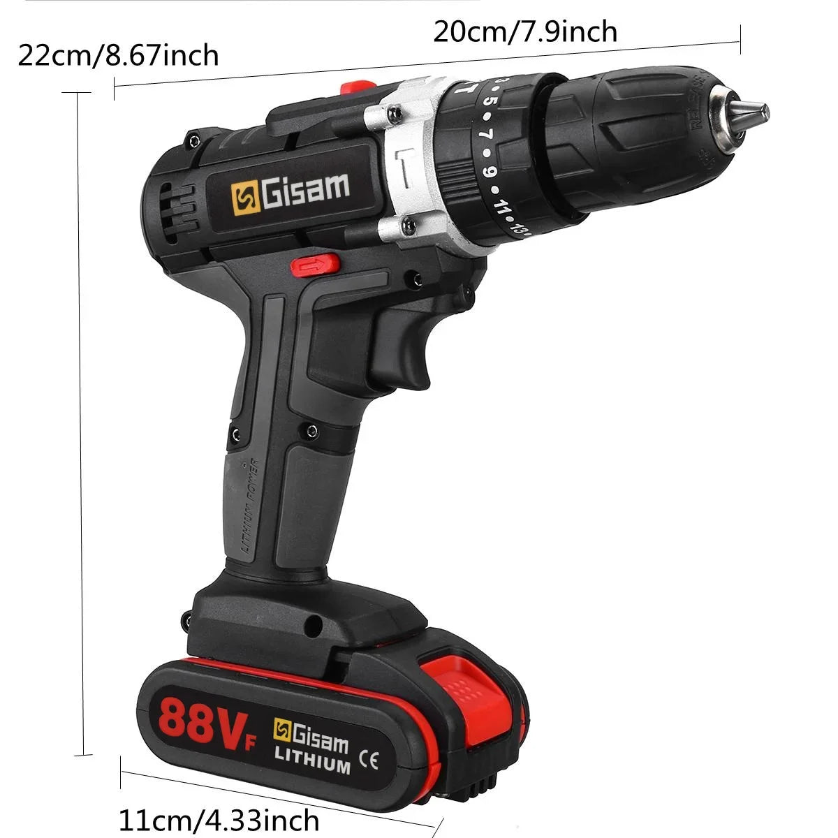 25+3 Torque Portable Cordless Power Drill Set Impact Screw Driver Electric Screwdriver with Rechargeable Battery Power Tool