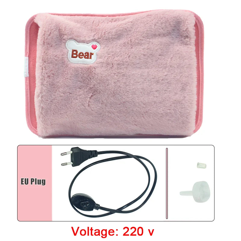 Electric Hot Water Bag Soft Winter Hand Warmer Reusable Hot Water Bottle EU Plug Rechargeable Warm Hand Pocket