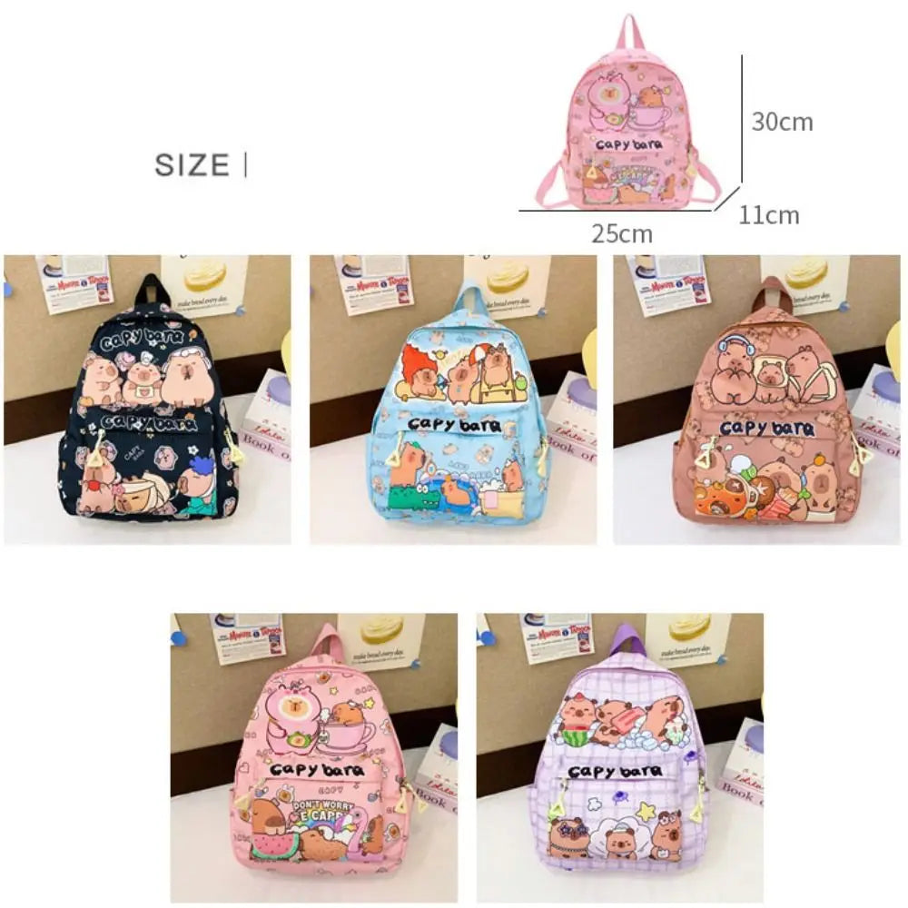 Cute Large Capacity Capybara Backpack Breathable Cartoon Student Schoolbag Nylon Ultra-light Book Bag