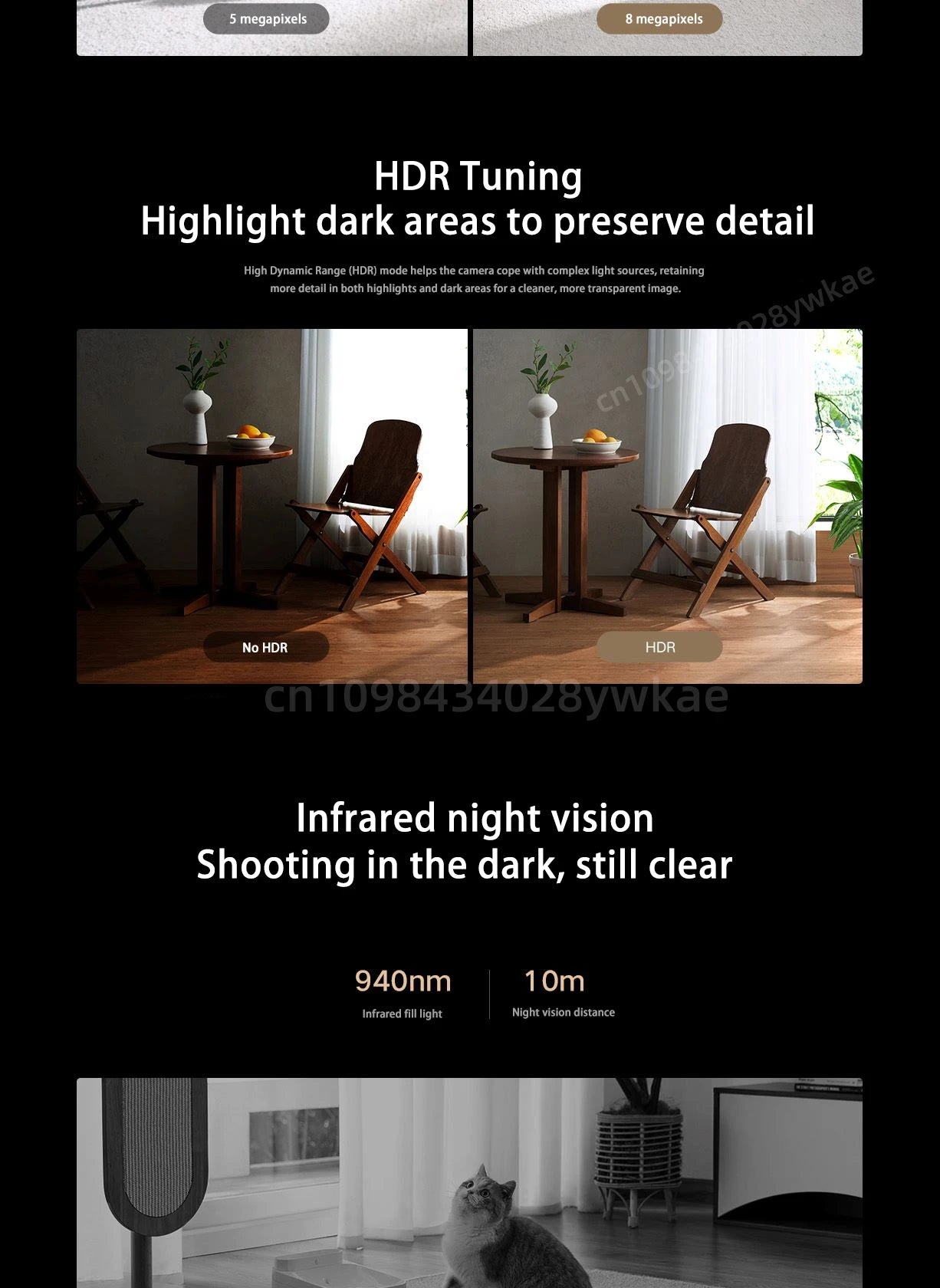 XIAOMI Smart Camera 4 8MP 4K UHD Indoor Monitoring Remote 360-degree No-dead-angle Night Vision Network Home Camera