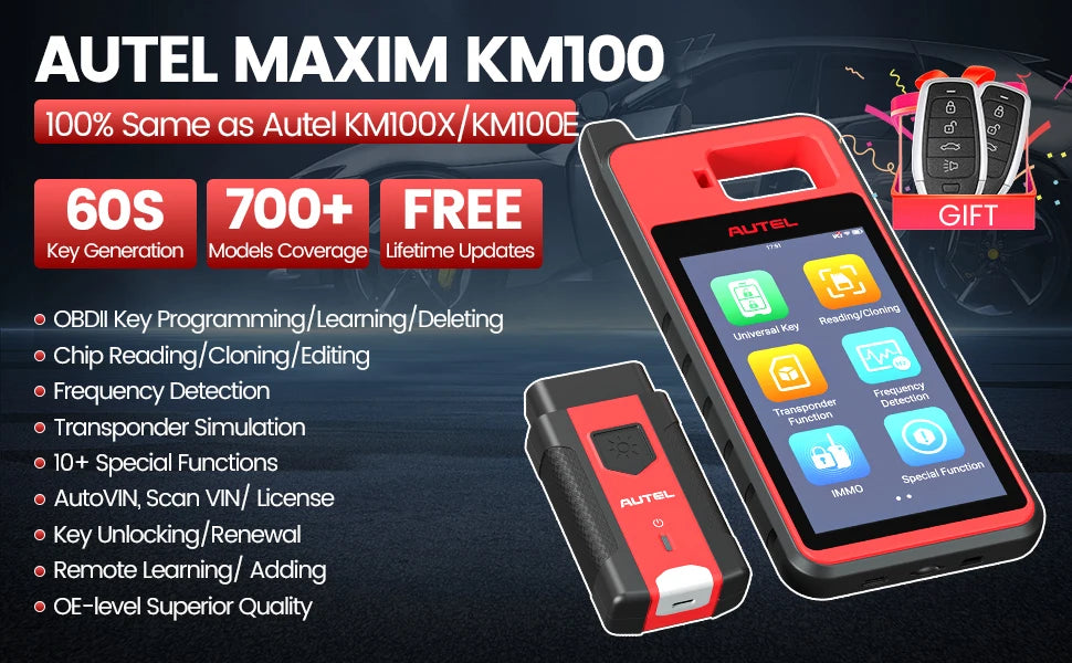 Autel MaxiIM KM100 Key Fob Programming Immobilizer Tool 2PCS Autel IKEY for 60s Key Generation OBD IMMO Key Learning on 99% Car