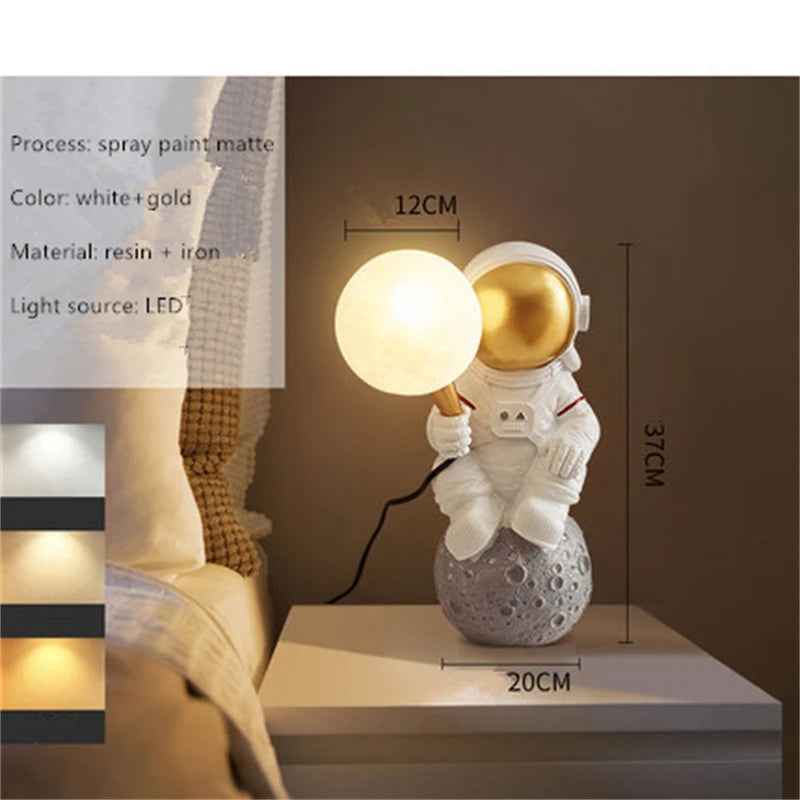 Astronaut Table Lamp Creative Astronaut LED Children's Room Bedroom Bedside Living Room Moon Wall Lamp Boy Planet Night Lamp