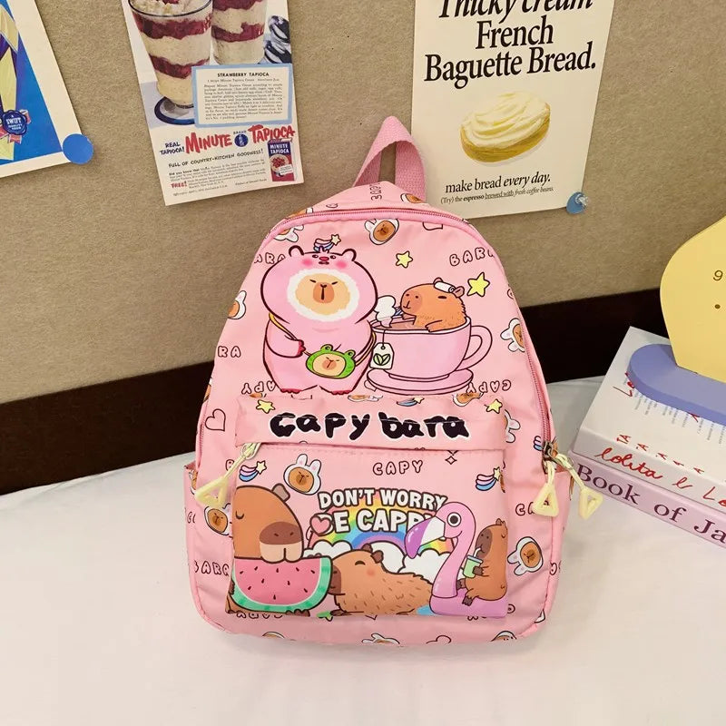 Cute Large Capacity Capybara Backpack Breathable Cartoon Student Schoolbag Nylon Ultra-light Book Bag