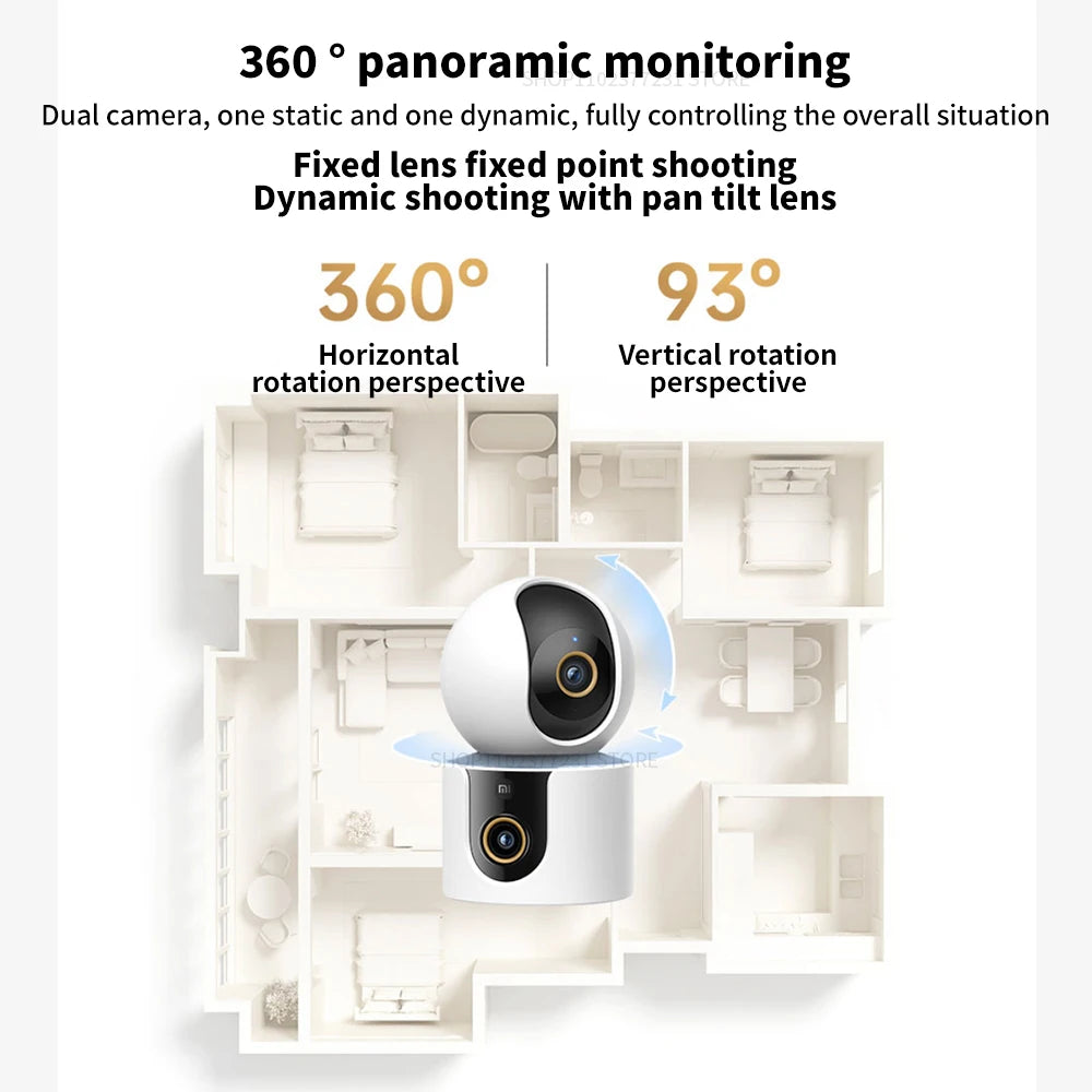Xiaomi C500 Smart Camera Dual Lens PTZ 360° Pets&Facial Detection 4 Million pixels Full Color Night Vision WiFi 6 For MiHome app
