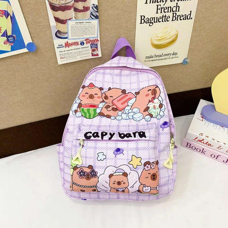 Cute Large Capacity Capybara Backpack Breathable Cartoon Student Schoolbag Nylon Ultra-light Book Bag