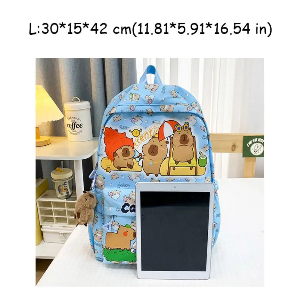 Cute Large Capacity Capybara Backpack Breathable Cartoon Student Schoolbag Nylon Ultra-light Book Bag