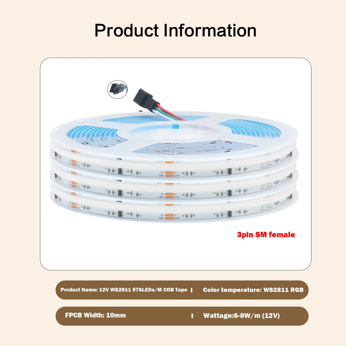RGB RGBW RGBWW RGBCCT COB LED Strip Light DC12V 24V 840 784 720 576 LEDs/M Flex FCOB LED Tape Light Dimmable Linear Ribbon Tape