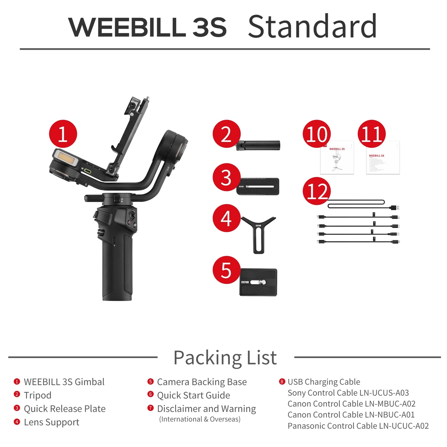 ZHIYUN Weebill 3S Weebill 3 S 3-Axis Camera Handheld Gimbal Stabilizer for DSLR Mirrorless Camera for Canon Nikon Sony Panasonic