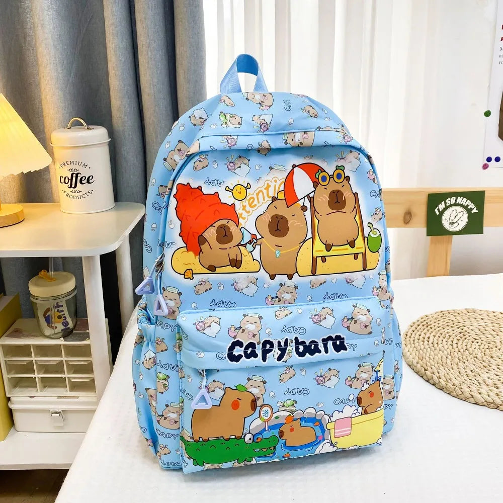 Cute Large Capacity Capybara Backpack Breathable Cartoon Student Schoolbag Nylon Ultra-light Book Bag