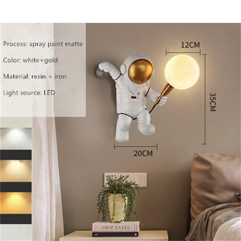 Astronaut Table Lamp Creative Astronaut LED Children's Room Bedroom Bedside Living Room Moon Wall Lamp Boy Planet Night Lamp