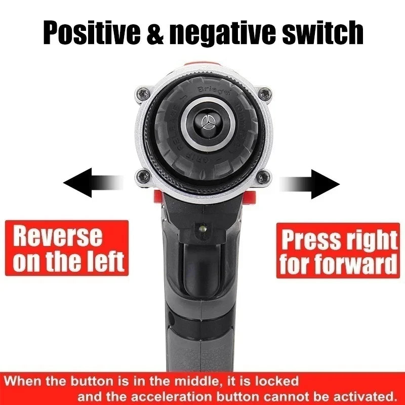 25+3 Torque Portable Cordless Power Drill Set Impact Screw Driver Electric Screwdriver with Rechargeable Battery Power Tool