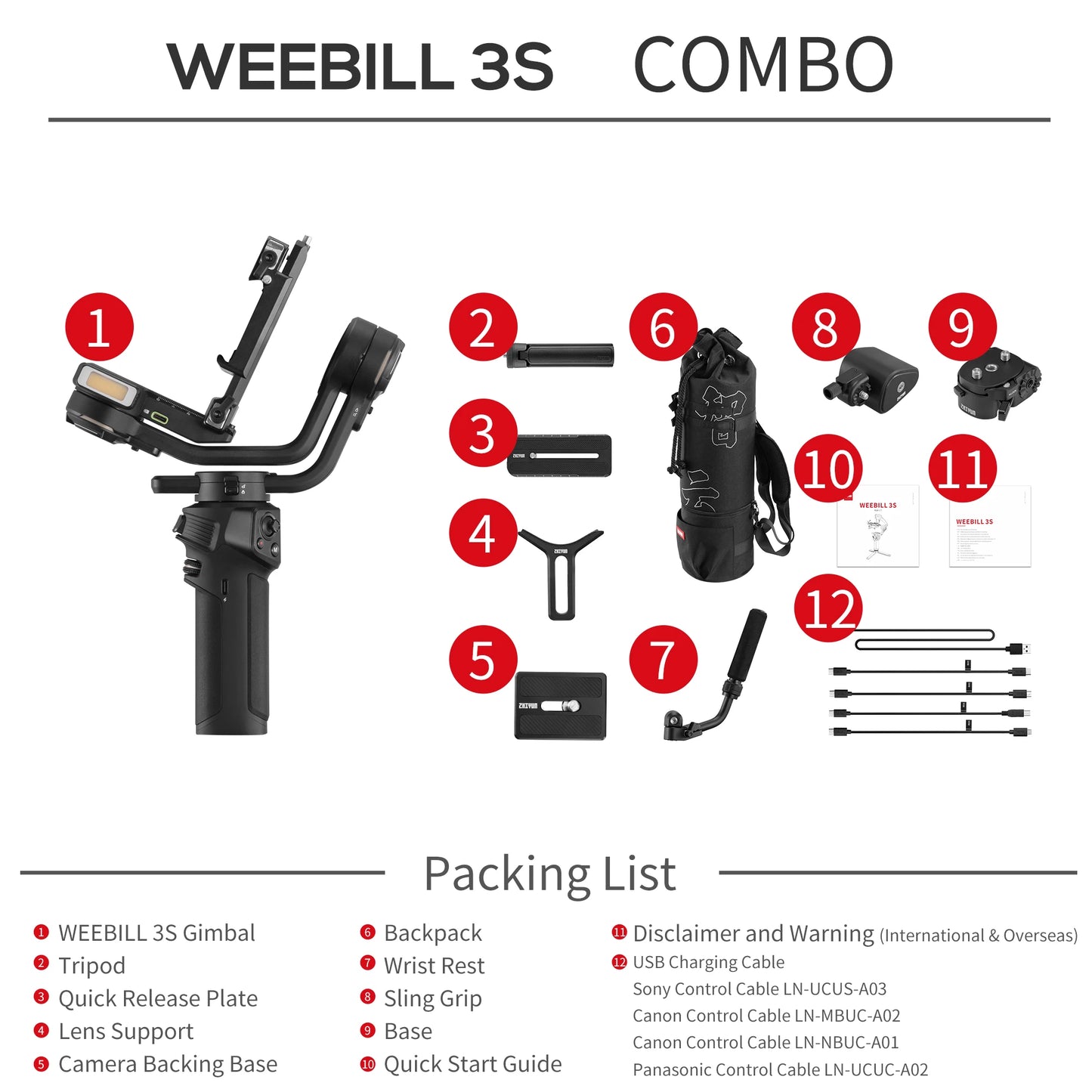 ZHIYUN Weebill 3S Weebill 3 S 3-Axis Camera Handheld Gimbal Stabilizer for DSLR Mirrorless Camera for Canon Nikon Sony Panasonic