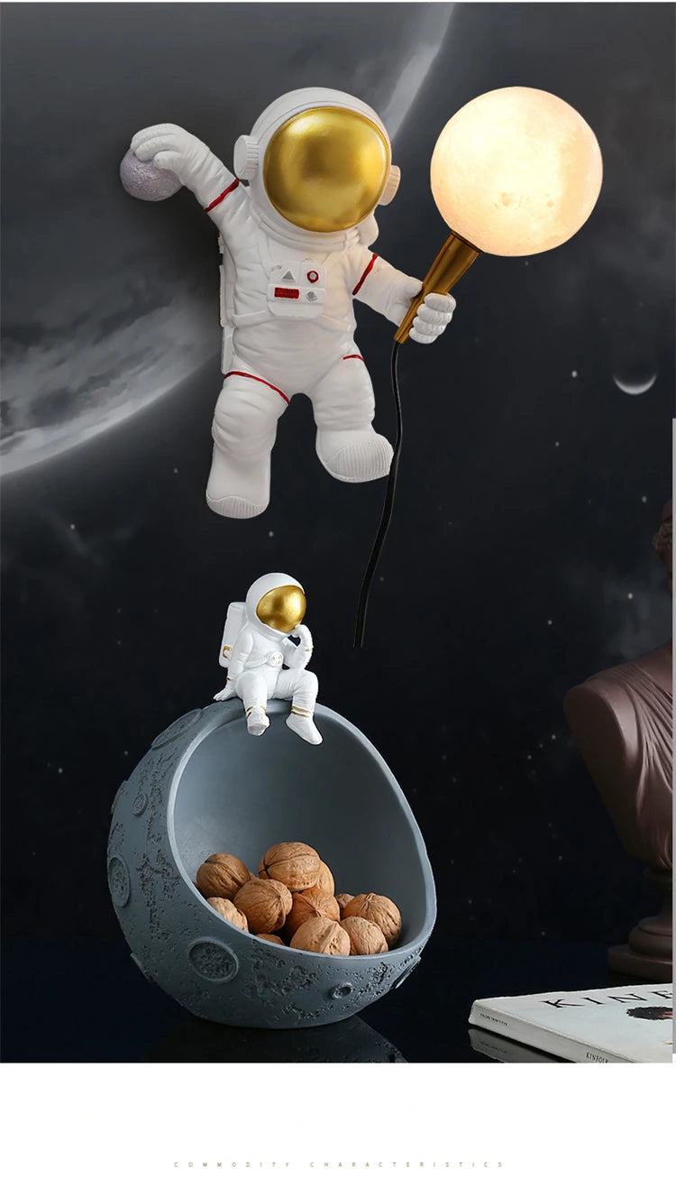 Astronaut Table Lamp Creative Astronaut LED Children's Room Bedroom Bedside Living Room Moon Wall Lamp Boy Planet Night Lamp