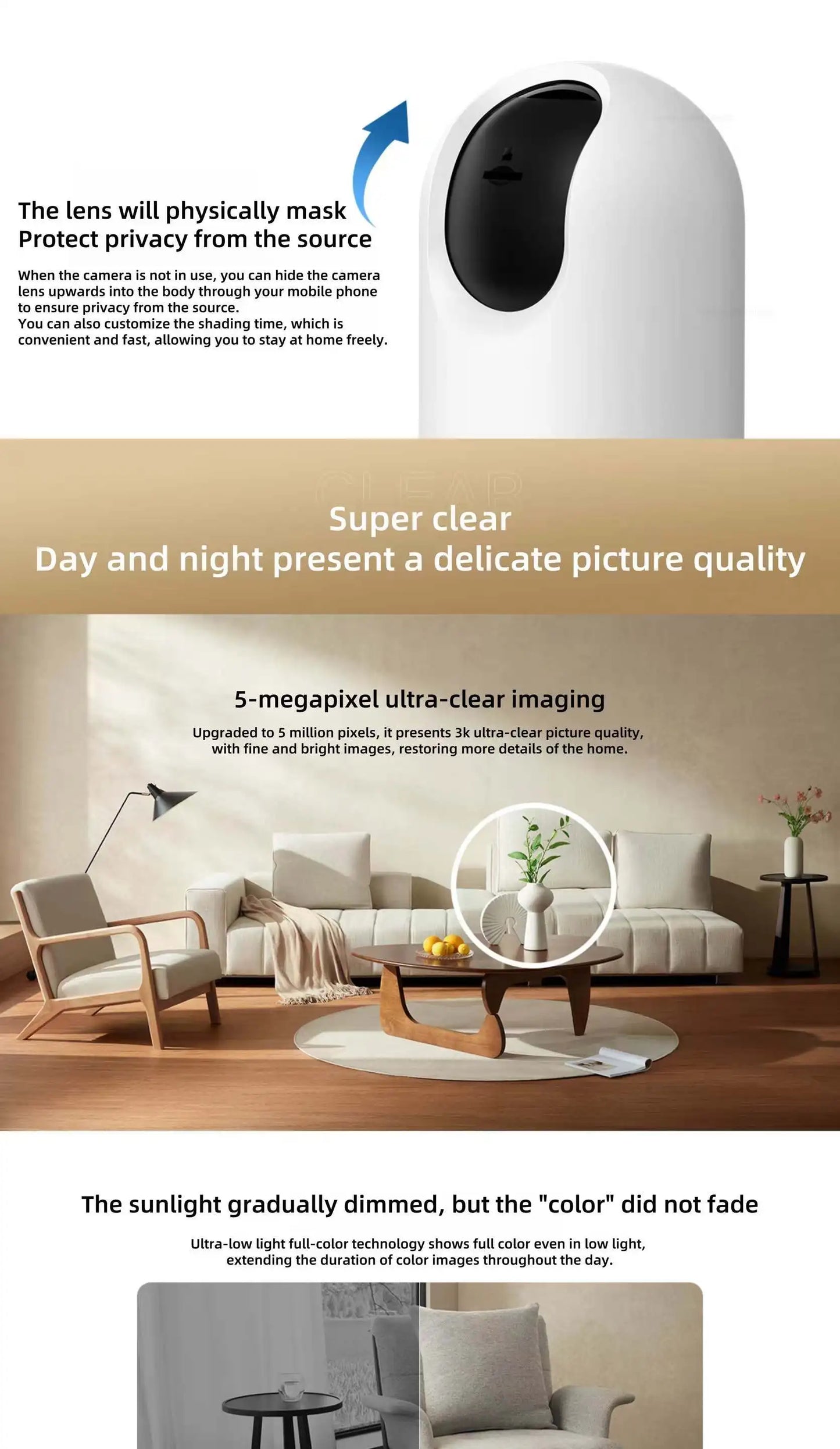 Xiaomi Smart Camera 3 Pro PTZ Version 360° Ultramicroscopic Full Color AI Human Pet Baby Cry DetectionHDR 2.4/5GHz Mesh Gateway