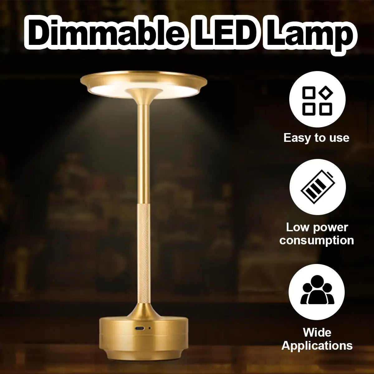 3 Color Table Lamp Black Led Rechargeable Usbc Silver Usb Gold Night Touch Dimmable Touch Control Eye Protected Bedside Aluminum