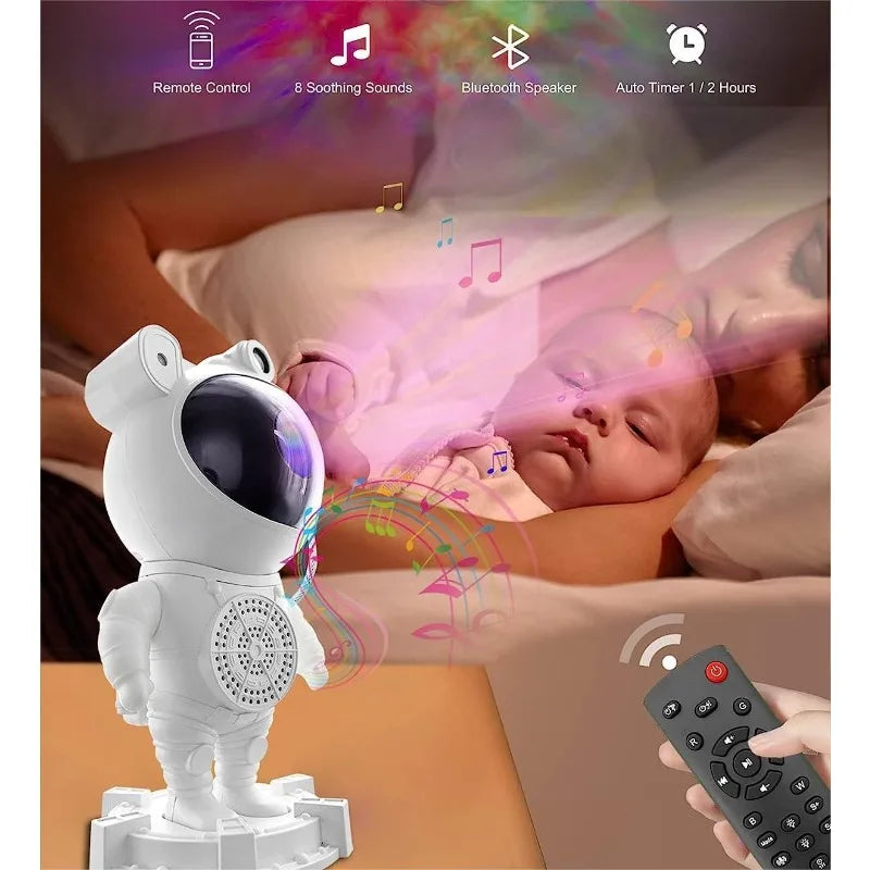 Astronaut Galaxy Projector-Star Projector Bluetooth Speaker White Noise Star Moon Lights for Bedroom Starry Space Ceiling Lamp