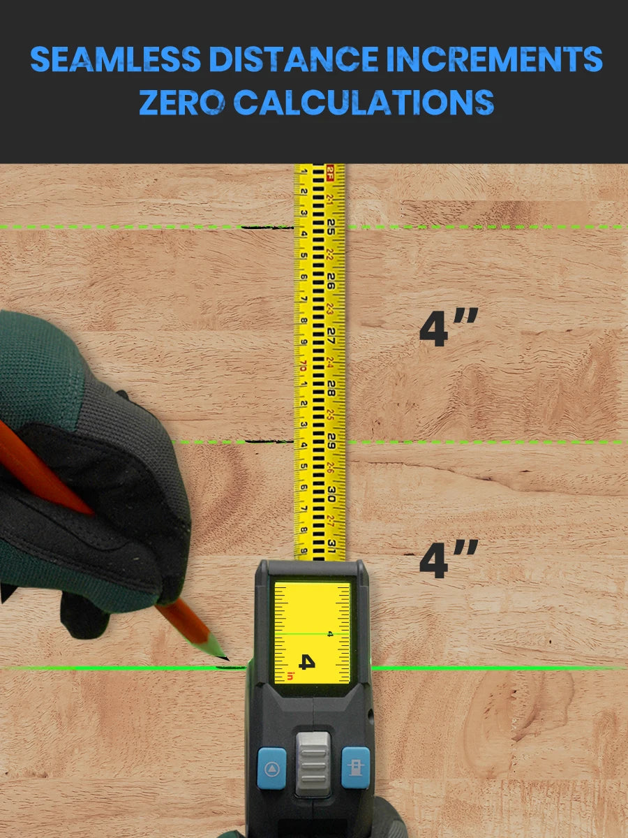 Laser Tape Measure 100M Professional Laser Distance Meter with Instant Digital Readout, Green Laser Line Marking
