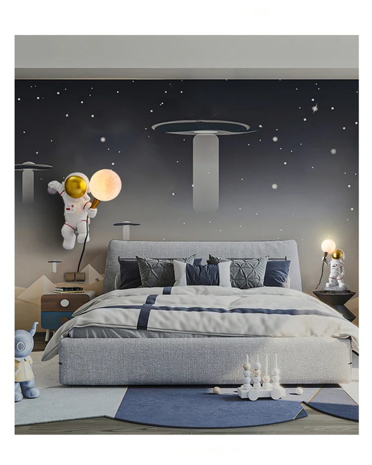 Astronaut Table Lamp Creative Astronaut LED Children's Room Bedroom Bedside Living Room Moon Wall Lamp Boy Planet Night Lamp