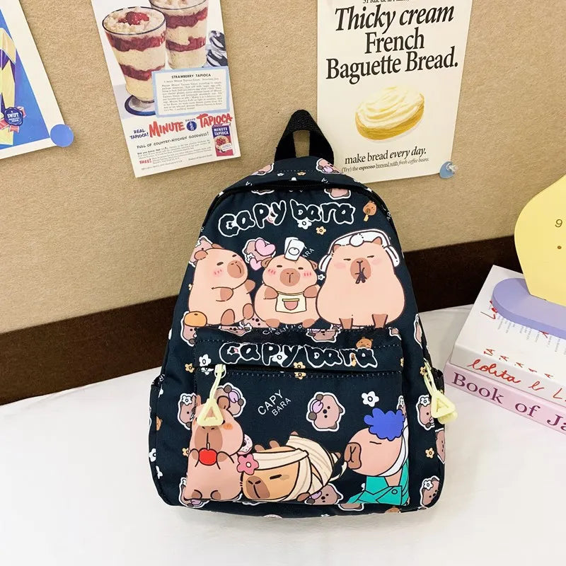Cute Large Capacity Capybara Backpack Breathable Cartoon Student Schoolbag Nylon Ultra-light Book Bag