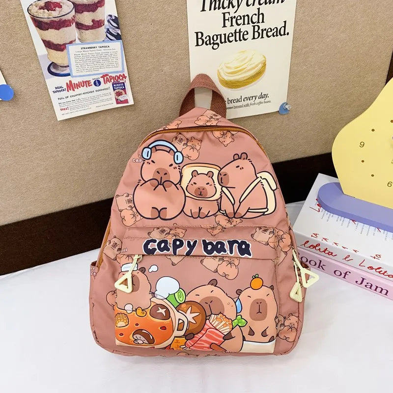 Cute Large Capacity Capybara Backpack Breathable Cartoon Student Schoolbag Nylon Ultra-light Book Bag