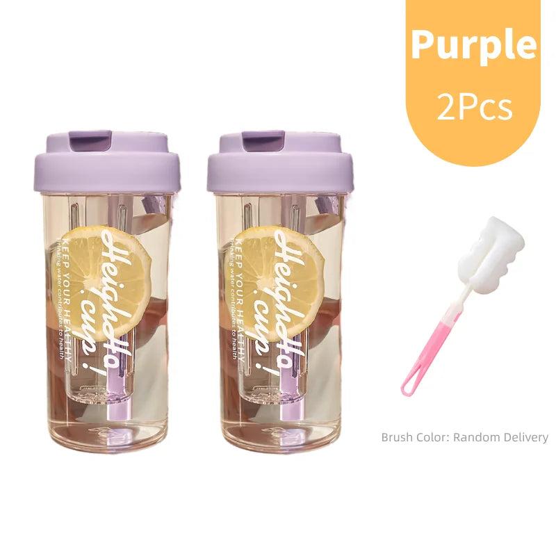 600ml Large Capacity Sports Water Bottle Transparent Plastic Straw Cup with Hand Rope Outdoor Travel Cycling Hiking Gym Jugs