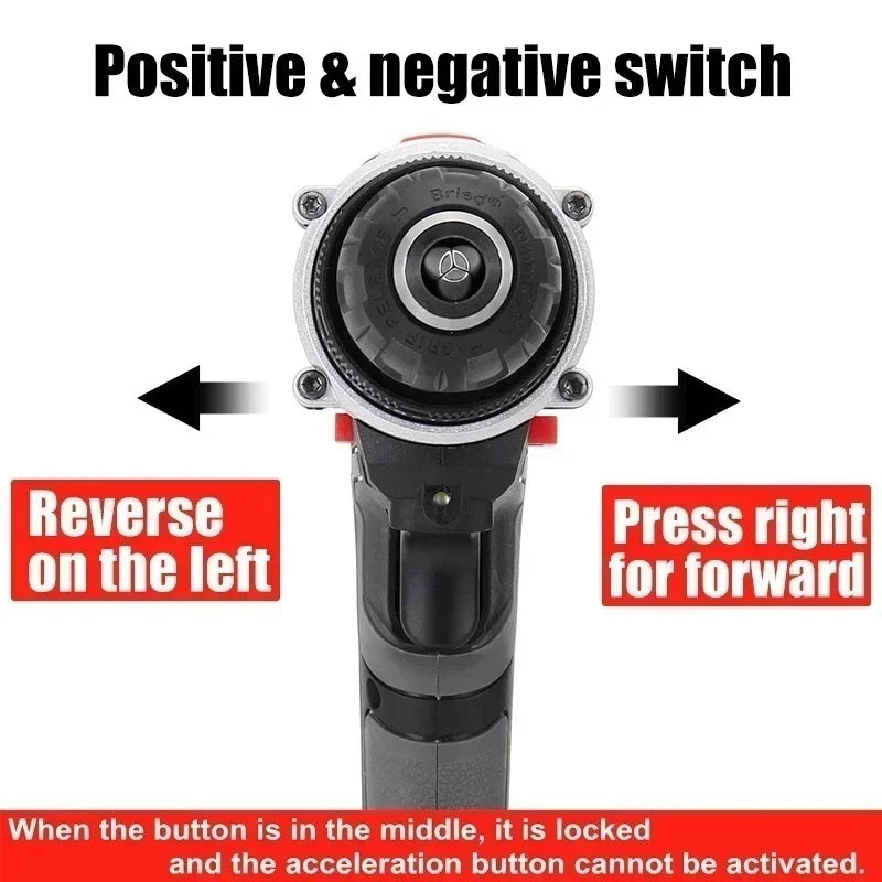 25+3 Torque Portable Cordless Power Drill Set Impact Screw Driver Electric Screwdriver with Rechargeable Battery Power Tool