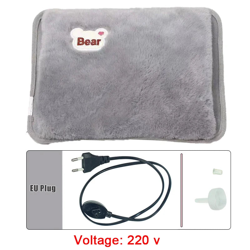 Electric Hot Water Bag Soft Winter Hand Warmer Reusable Hot Water Bottle EU Plug Rechargeable Warm Hand Pocket