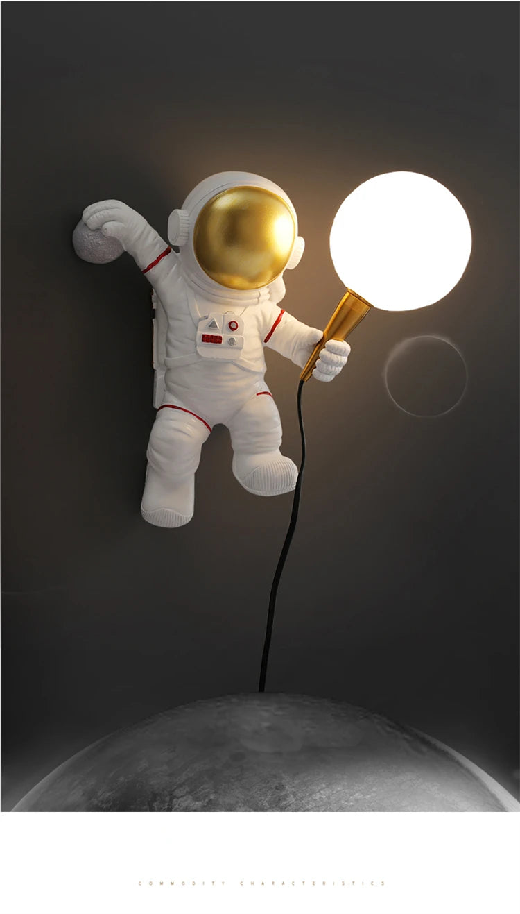 Astronaut Table Lamp Creative Astronaut LED Children's Room Bedroom Bedside Living Room Moon Wall Lamp Boy Planet Night Lamp