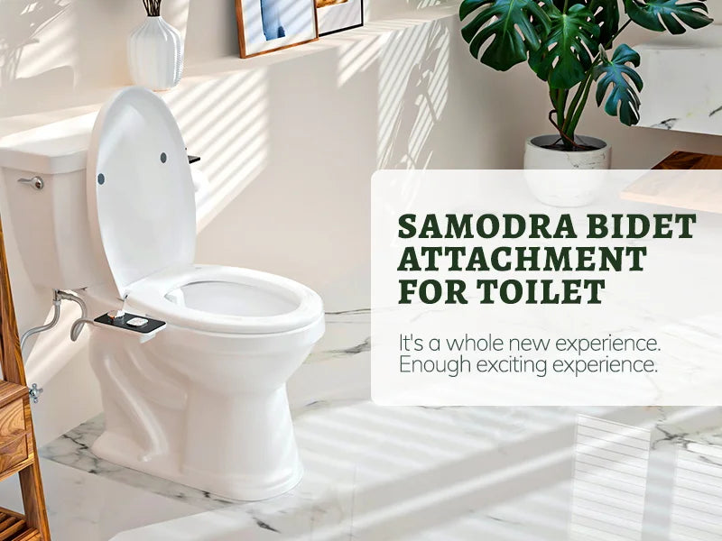 Samodra Toilet Bidet Shower Ultra-thin Bidet Toilet Seat Attachment Non-electric Bidet sprayer Dual Nozzles Frontal & Rear Wash
