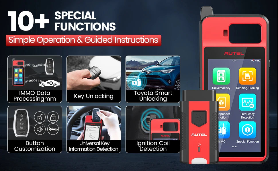 Autel MaxiIM KM100 Key Fob Programming Immobilizer Tool 2PCS Autel IKEY for 60s Key Generation OBD IMMO Key Learning on 99% Car