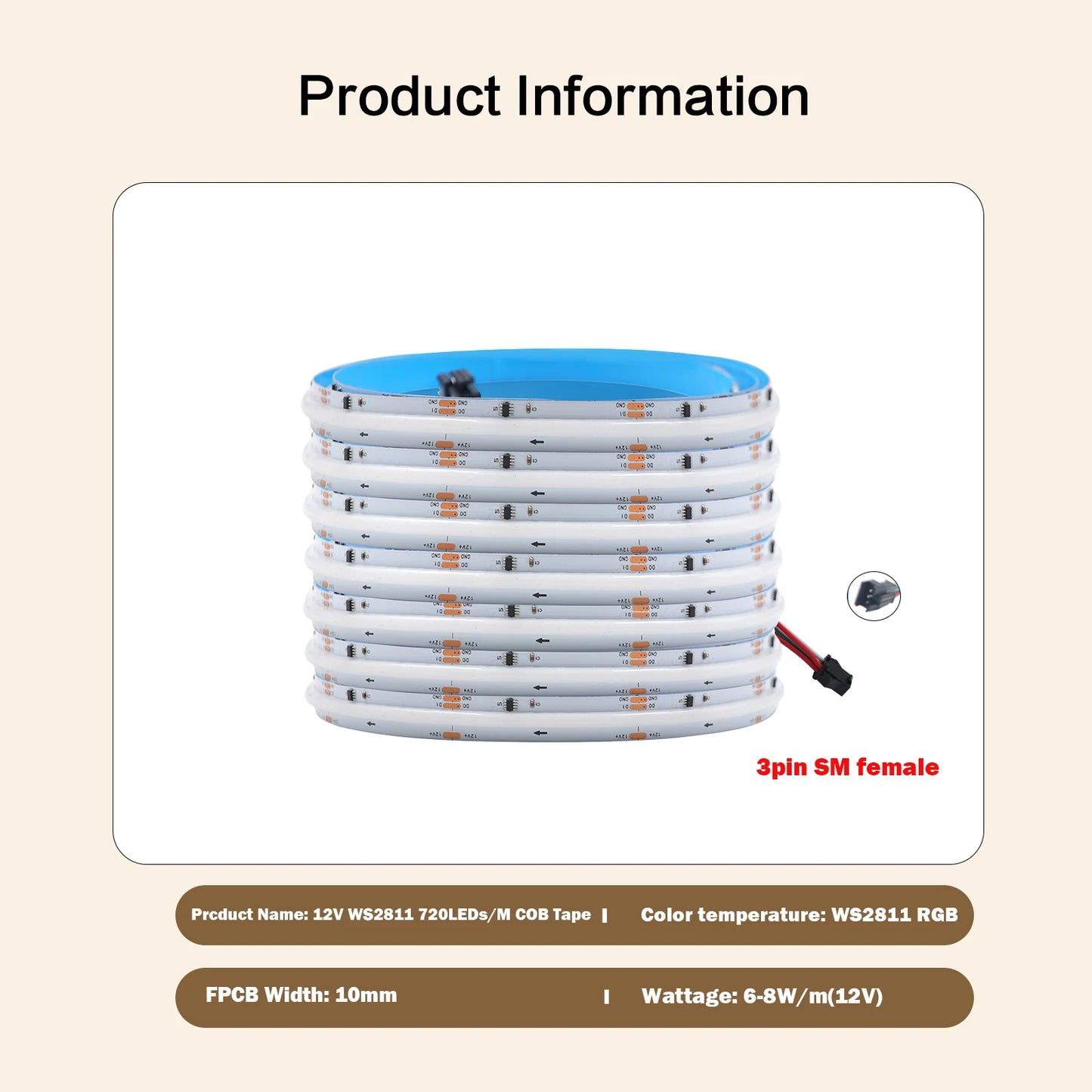 RGB RGBW RGBWW RGBCCT COB LED Strip Light DC12V 24V 840 784 720 576 LEDs/M Flex FCOB LED Tape Light Dimmable Linear Ribbon Tape