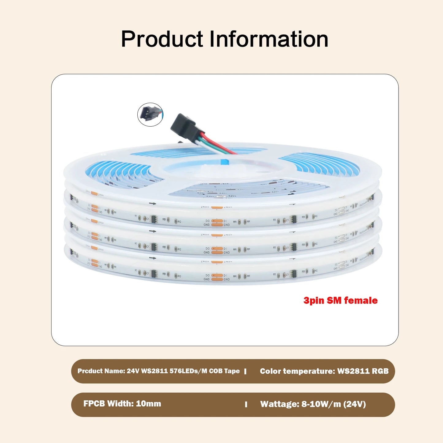 RGB RGBW RGBWW RGBCCT COB LED Strip Light DC12V 24V 840 784 720 576 LEDs/M Flex FCOB LED Tape Light Dimmable Linear Ribbon Tape