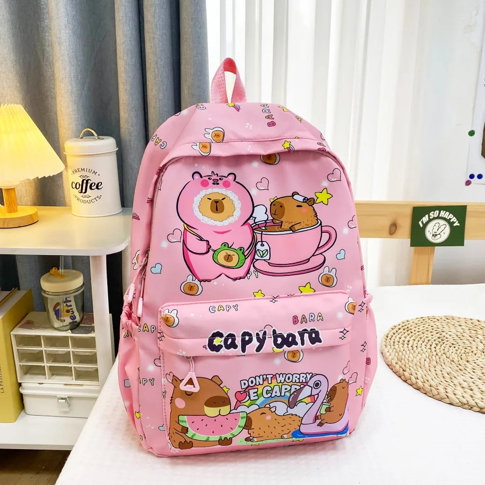 Cute Large Capacity Capybara Backpack Breathable Cartoon Student Schoolbag Nylon Ultra-light Book Bag
