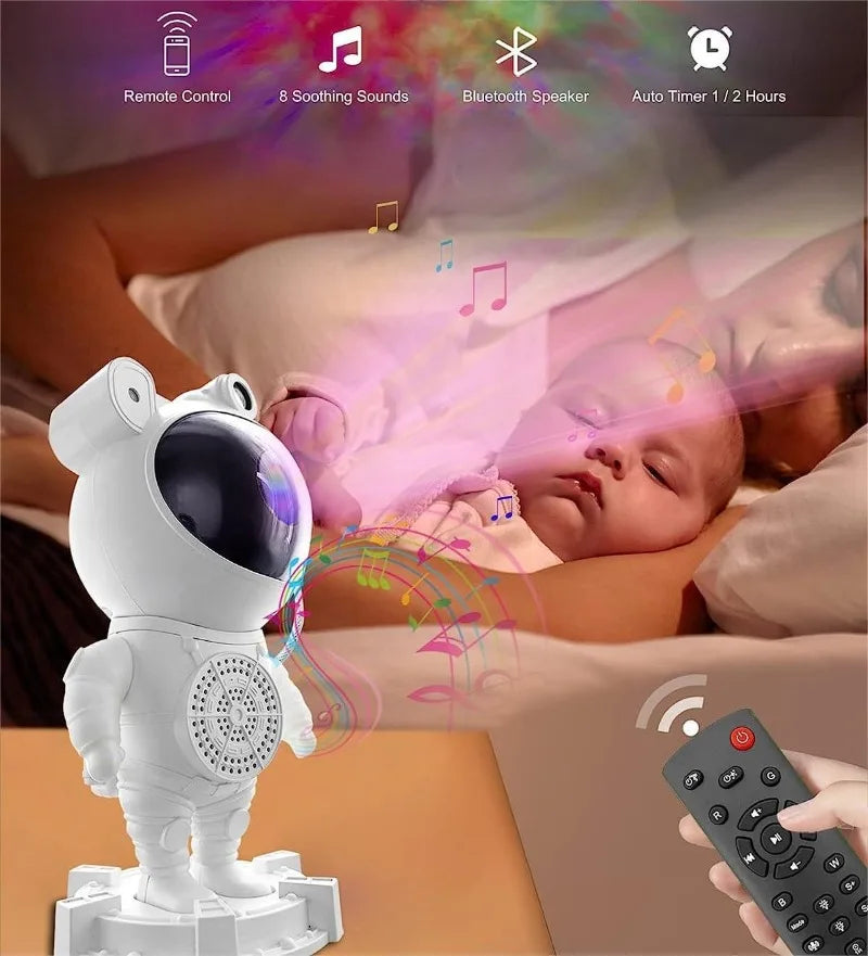 Astronaut Galaxy Projector-Star Projector Bluetooth Speaker White Noise Star Moon Lights for Bedroom Starry Space Ceiling Lamp