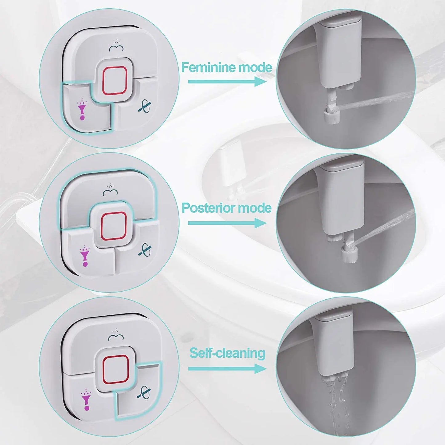 Samodra Toilet Bidet Shower Ultra-thin Bidet Toilet Seat Attachment Non-electric Bidet sprayer Dual Nozzles Frontal & Rear Wash