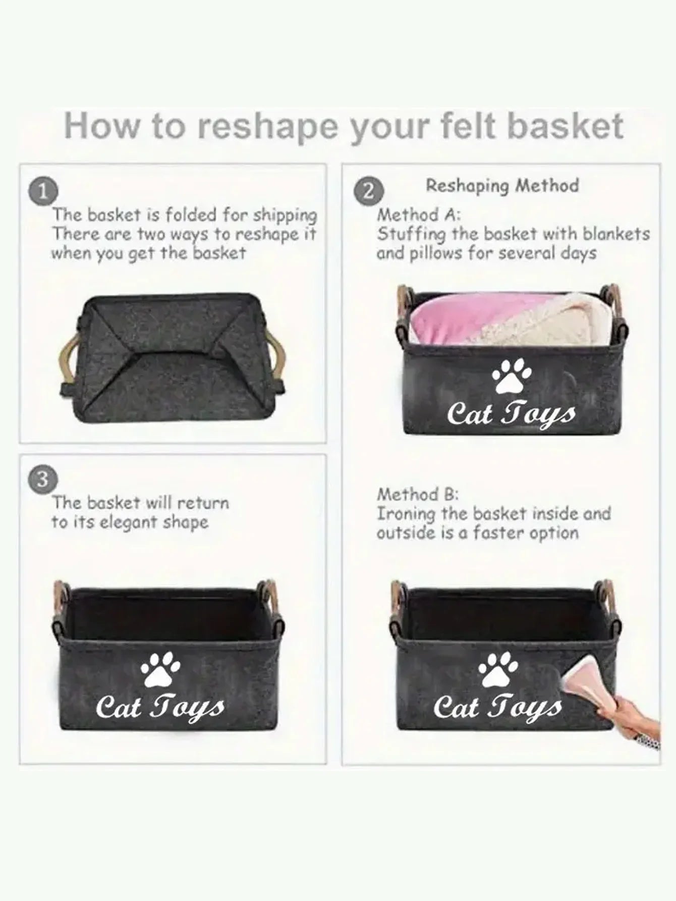 Felt Pet Toy Box Cat and Dog Toy Storage Box Pet Box Toy Storage Box, Suitable for Organizing Pet Supplies Collar Accessories