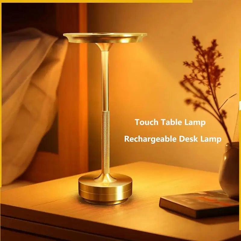 A92P Wireless LED Table Lamp Restaurant Bar Lamp Dimming Atmosphere Portable Charging Touch Read Lamp Bedroom Decor Light Gold