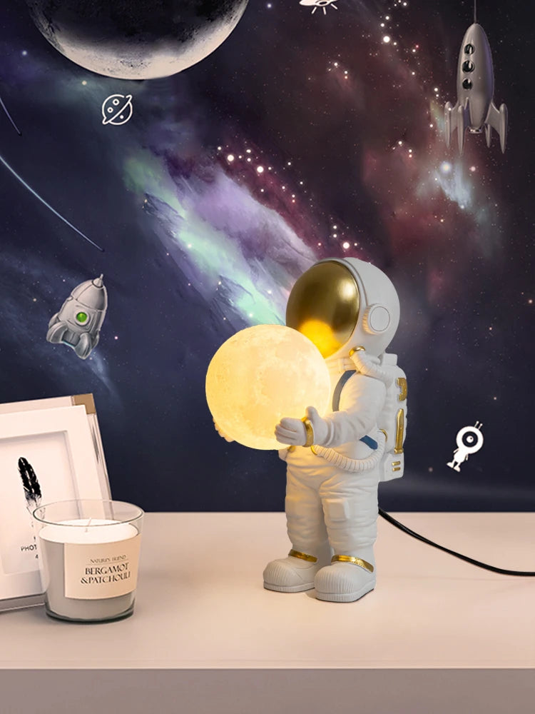 Astronaut Table Lamp Creative Astronaut LED Children's Room Bedroom Bedside Living Room Moon Wall Lamp Boy Planet Night Lamp